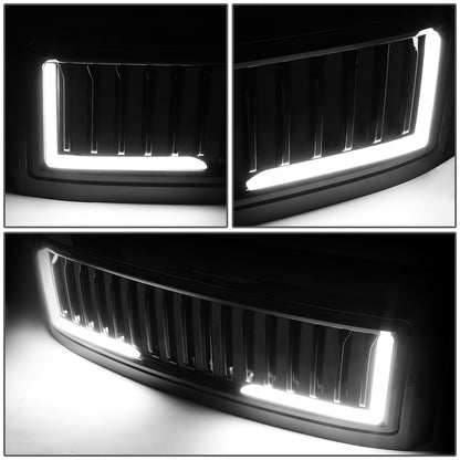 PARRILLA GRILLE - 08-10 FORD F-250, F-350, F-450, F-550 - VERTICAL FENCE STYLE - W/ LED DRL LIGHT - LED'S REQUIRE WIRING INTO EXISTING LIGHTING - BLACK