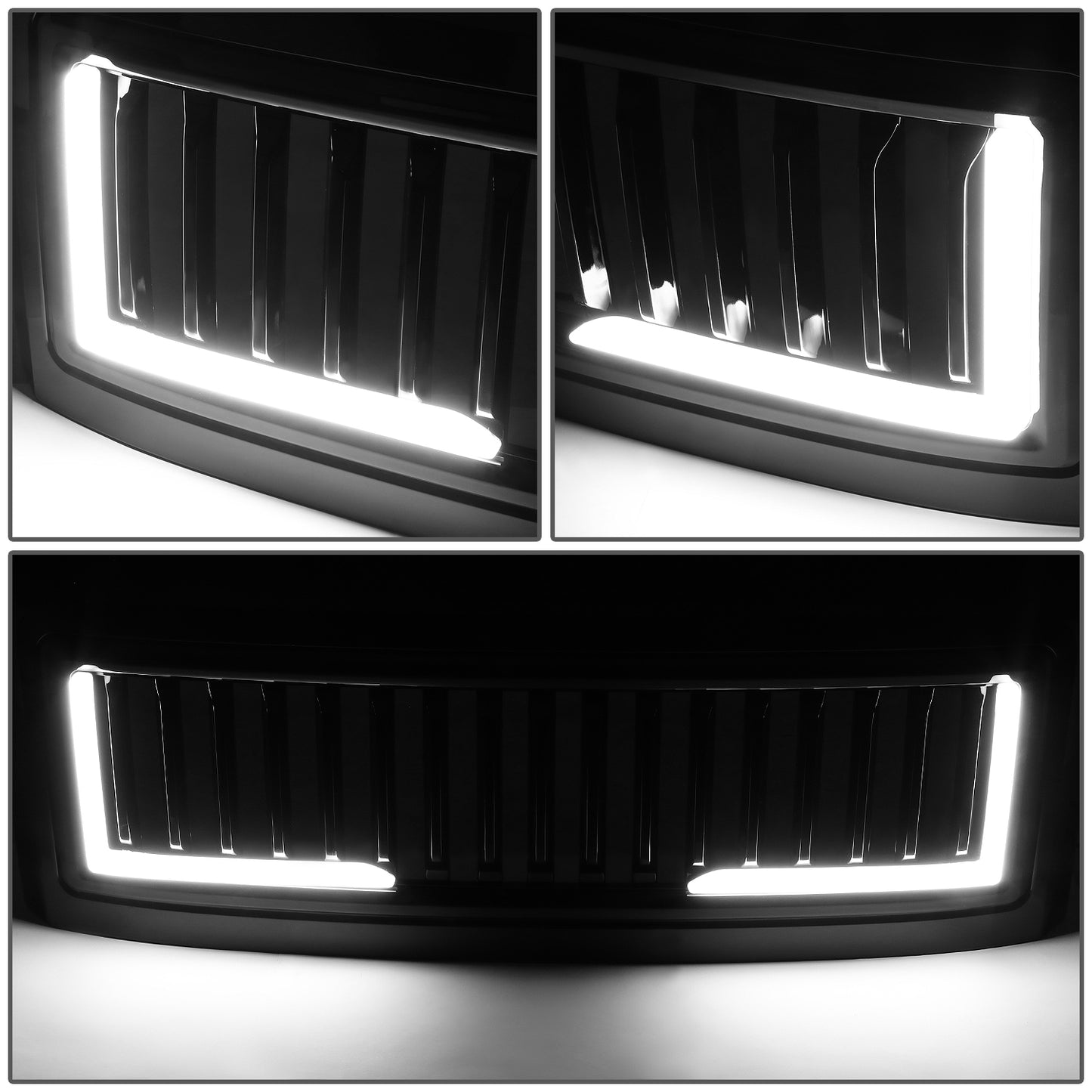 PARRILLA GRILLE - 08-10 FORD F-250, F-350, F-450, F-550 - VERTICAL FENCE STYLE - W/ LED DRL LIGHT - LED'S REQUIRE WIRING INTO EXISTING LIGHTING - BLACK
