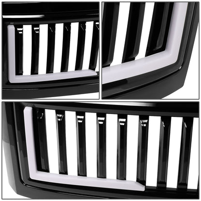 PARRILLA GRILLE - 08-10 FORD F-250, F-350, F-450, F-550 - VERTICAL FENCE STYLE - W/ LED DRL LIGHT - LED'S REQUIRE WIRING INTO EXISTING LIGHTING - BLACK