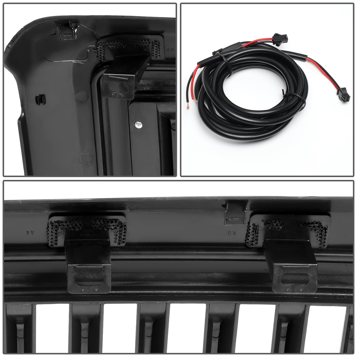 PARRILLA GRILLE - 08-10 FORD F-250, F-350, F-450, F-550 - VERTICAL FENCE STYLE - W/ LED DRL LIGHT - LED'S REQUIRE WIRING INTO EXISTING LIGHTING - BLACK