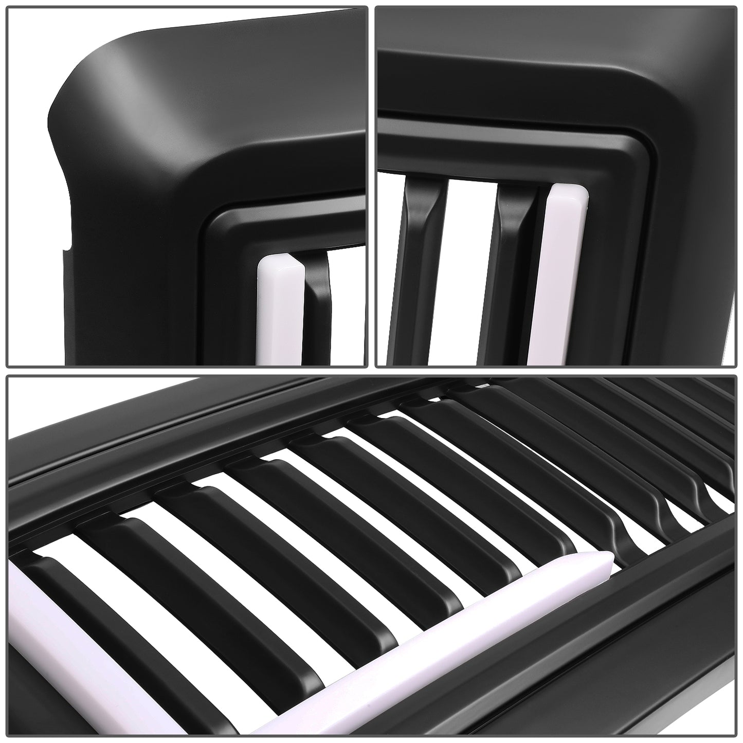 PARRILLA GRILLE - 08-10 FORD F-250, F-350, F-450, F-550 - VERTICAL FENCE STYLE - W/ LED DRL LIGHT - LED'S REQUIRE WIRING INTO EXISTING LIGHTING - MATTE BLACK