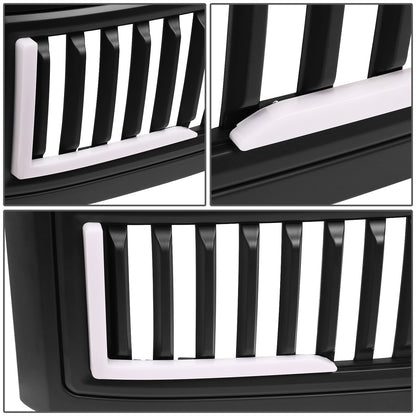 PARRILLA GRILLE - 08-10 FORD F-250, F-350, F-450, F-550 - VERTICAL FENCE STYLE - W/ LED DRL LIGHT - LED'S REQUIRE WIRING INTO EXISTING LIGHTING - MATTE BLACK