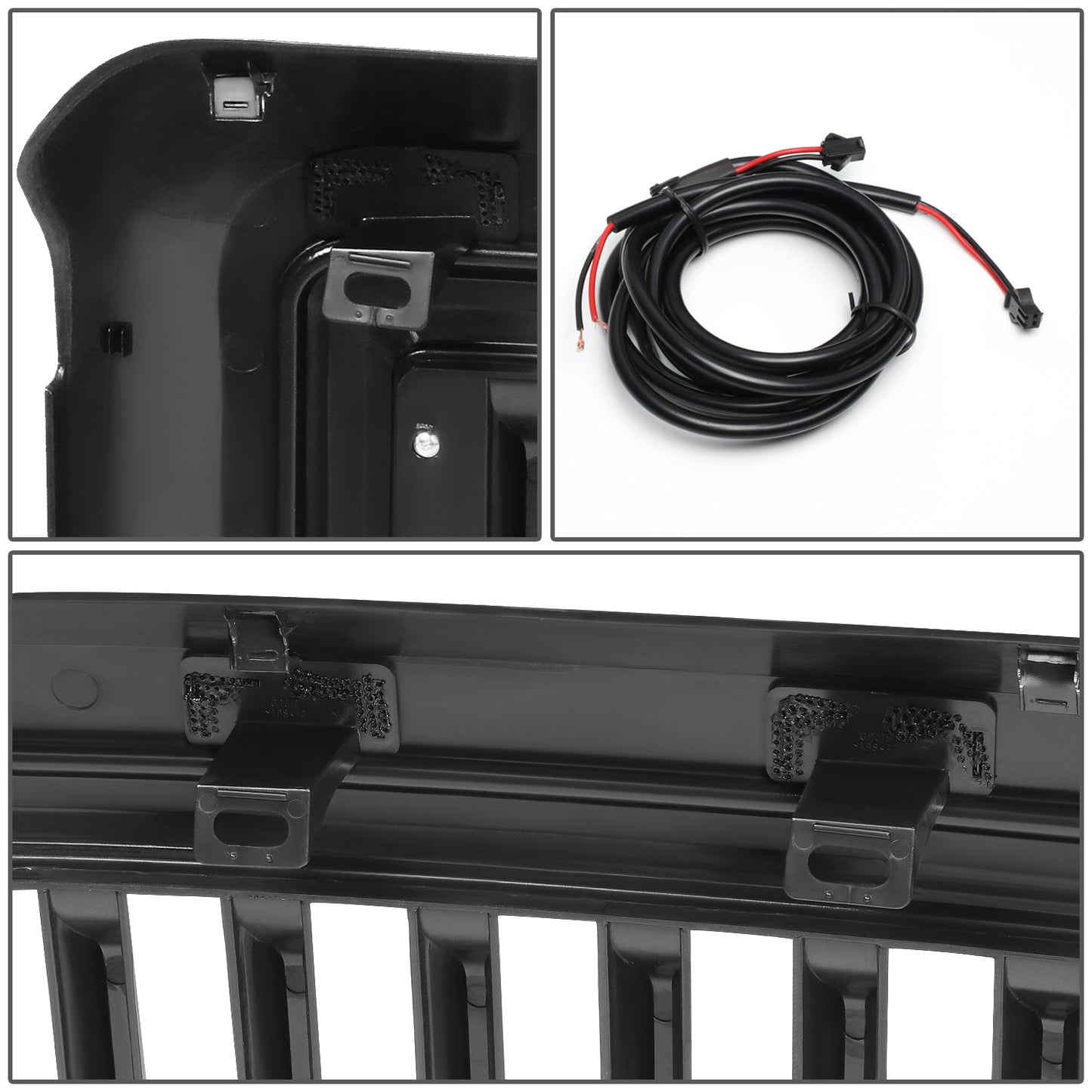 PARRILLA GRILLE - 08-10 FORD F-250, F-350, F-450, F-550 - VERTICAL FENCE STYLE - W/ LED DRL LIGHT - LED'S REQUIRE WIRING INTO EXISTING LIGHTING - MATTE BLACK
