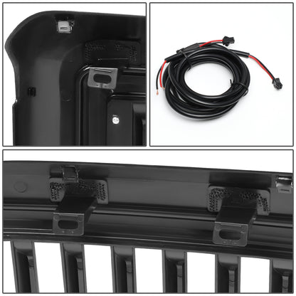 PARRILLA GRILLE - 08-10 FORD F-250, F-350, F-450, F-550 - VERTICAL FENCE STYLE - W/ LED DRL LIGHT - LED'S REQUIRE WIRING INTO EXISTING LIGHTING - MATTE BLACK