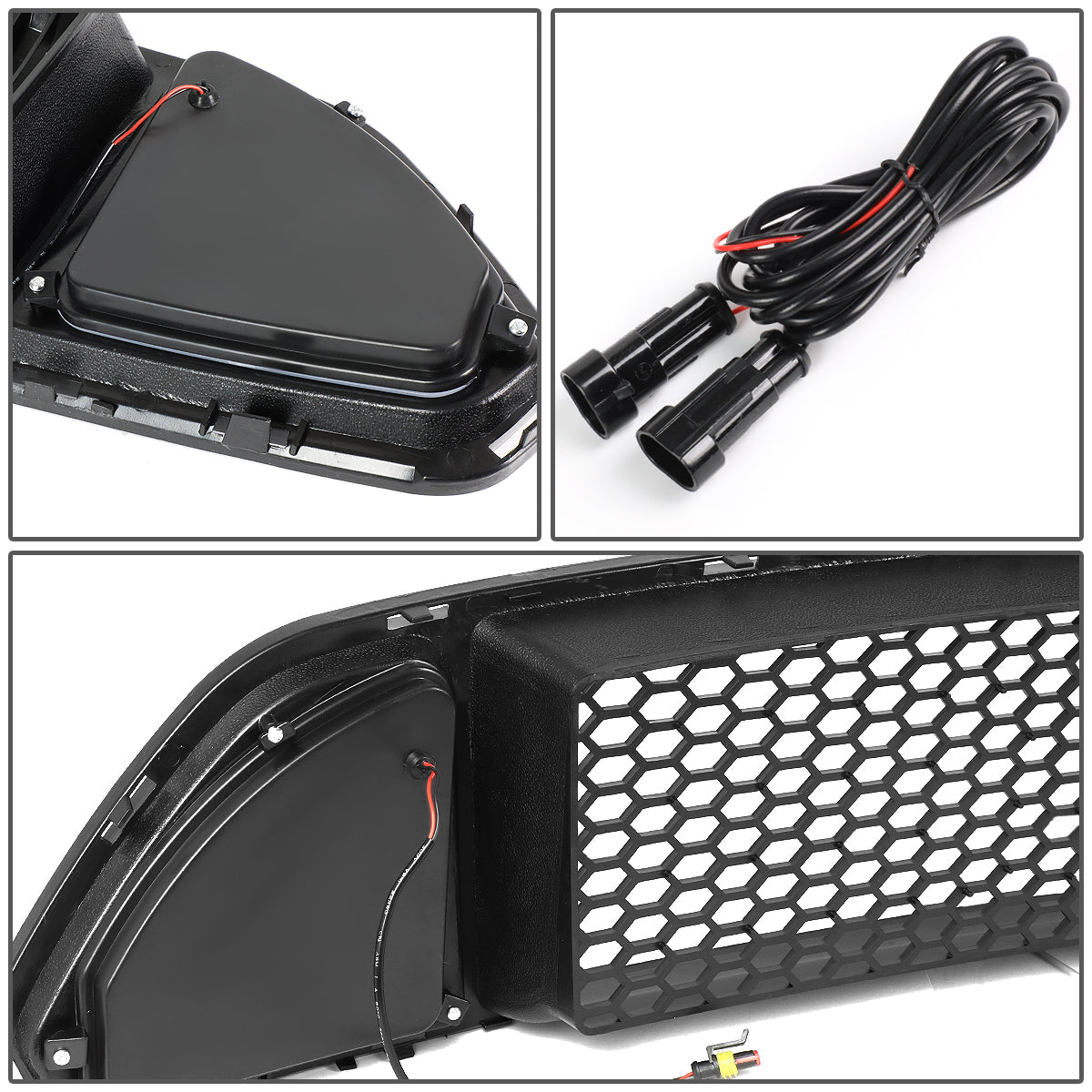 PARRILLA GRILLE - 15-17 FORD MUSTANG - HONEYCOMB MESH - W/ LED DRL LIGHT - BLACK