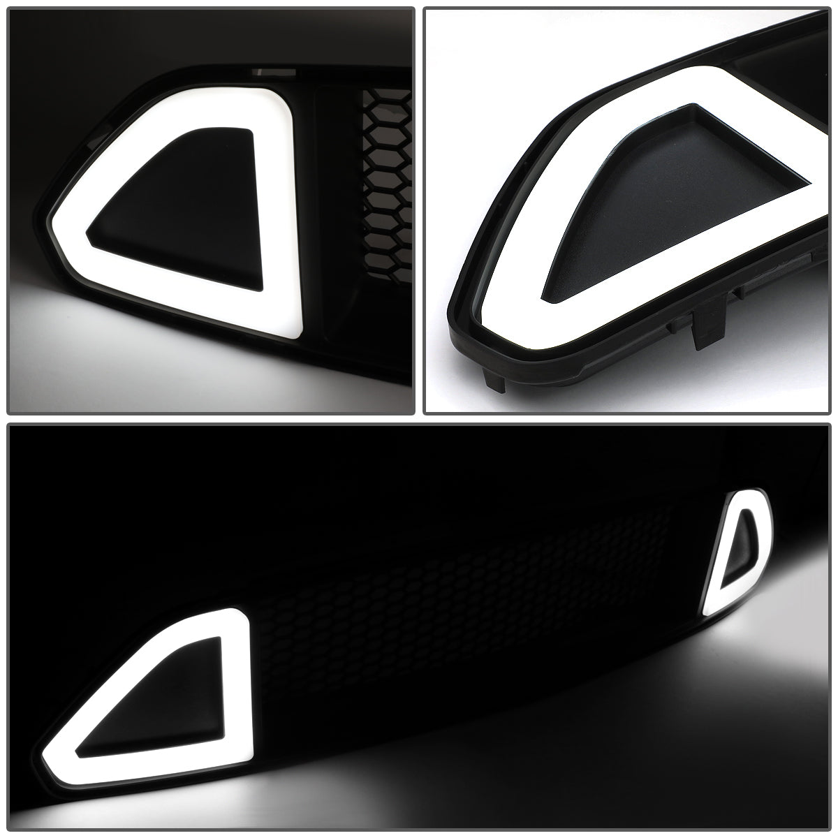 PARRILLA GRILLE - 15-17 FORD MUSTANG - HONEYCOMB MESH - W/ LED DRL LIGHT - BLACK