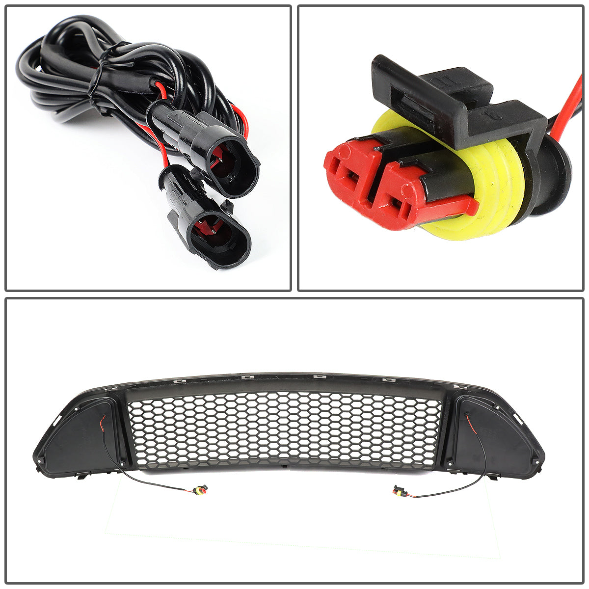 PARRILLA GRILLE - 15-17 FORD MUSTANG - HONEYCOMB MESH - W/ LED DRL LIGHT - BLACK