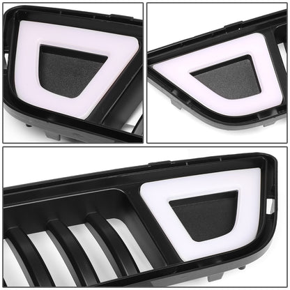 PARRILLA FRONT LOWER GRILLE - 15-17 FORD MUSTANG - VERTICAL FENCE STYLE - W/ LED DRL LIGHT - TRIANGLE LED - BLACK
