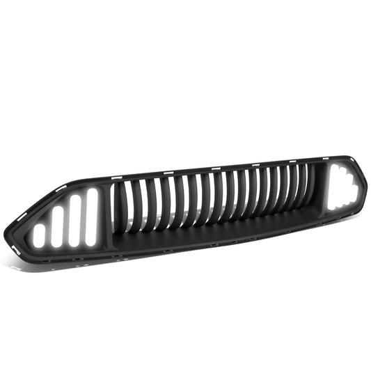 PARRILLA FRONT UPPER GRILLE - 18-20 FORD MUSTANG - VERTICAL FENCE STYLE - W/ LED DRL LIGHT - BLACK