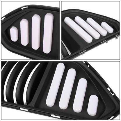 PARRILLA FRONT UPPER GRILLE - 18-20 FORD MUSTANG - VERTICAL FENCE STYLE - W/ LED DRL LIGHT - BLACK