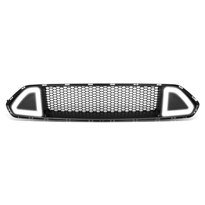 PARRILLA FRONT UPPER GRILLE - 18-20 FORD MUSTANG - HONEYCOMB MESH - W/ LED DRL LIGHT - LEDS REQUIRE WIRING TO EXISITING LIGHTING HARNESS - TRIANGLE LED - BLACK