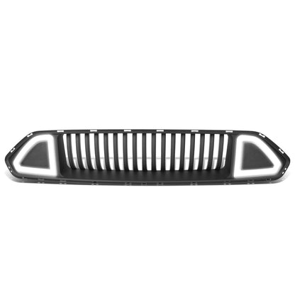PARRILLA FRONT UPPER GRILLE - 18-20 FORD MUSTANG - VERTICAL FENCE STYLE - W/ LED DRL LIGHT - TRIANGLE LED - BLACK