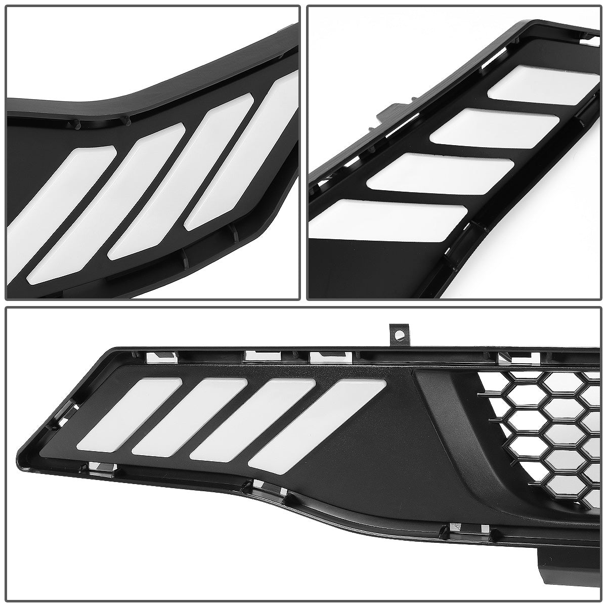 PARRILLA FRONT LOWER GRILLE - 18-19 FORD MUSTANG - HONEYCOMB MESH - W/ LED DRL LIGHT - BLACK