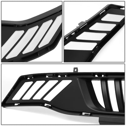 PARRILLA FRONT LOWER GRILLE - 18-19 FORD MUSTANG - VERTICAL FENCE STYLE - W/ LED DRL LIGHT - BLACK