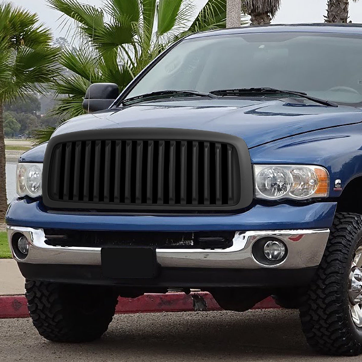PARRILLA GRILLE - 02-05 DODGE RAM 1500 / 03-05 DODGE RAM 2500, 3500 - VERTICAL FENCE STYLE - MATTE BLACK