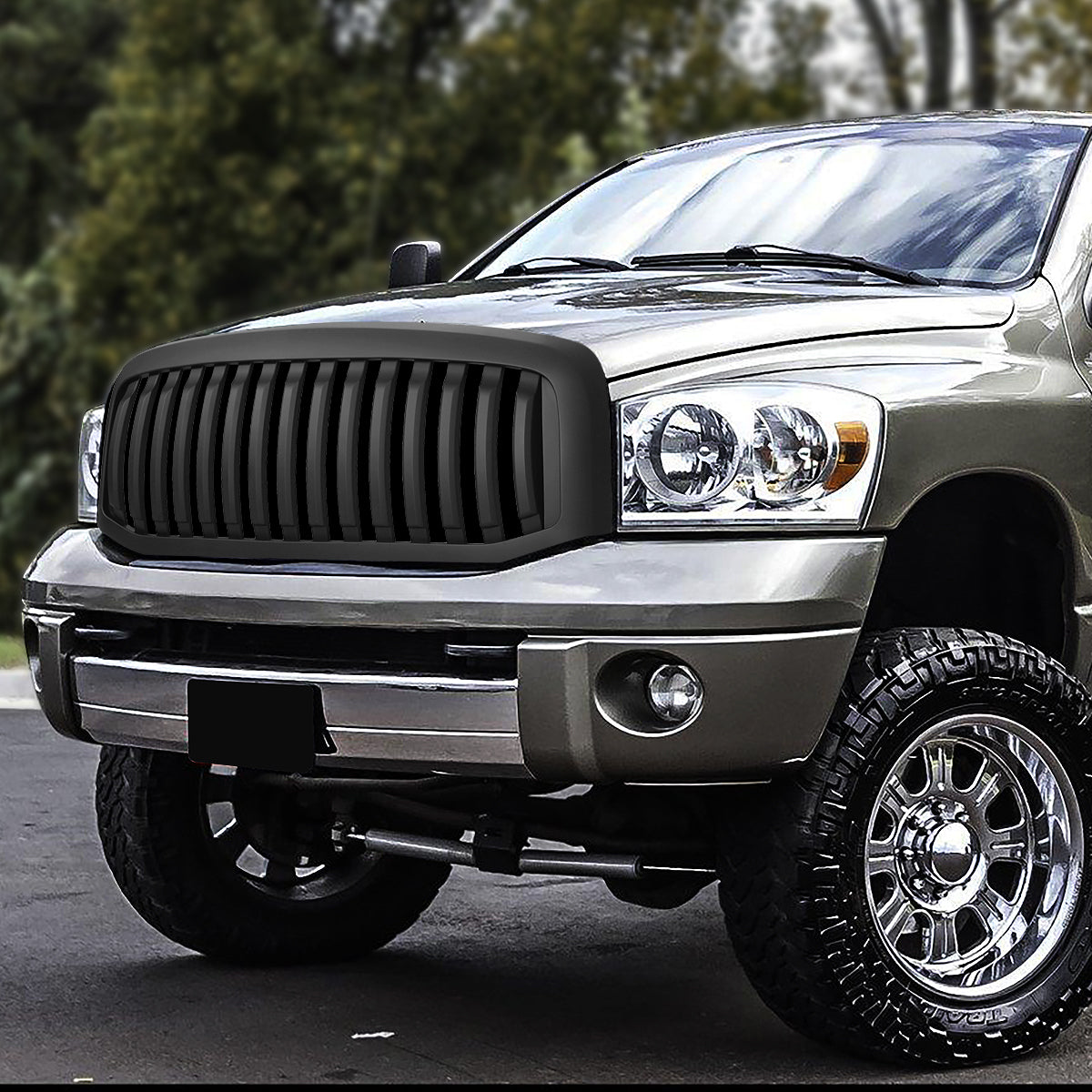 PARRILLA GRILLE - 06-08 DODGE RAM 1500 / 07-09 DODGE RAM 2500, 3500 - VERTICAL FENCE STYLE - MATTE BLACK