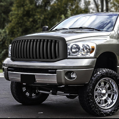 PARRILLA GRILLE - 06-08 DODGE RAM 1500 / 07-09 DODGE RAM 2500, 3500 - VERTICAL FENCE STYLE - MATTE BLACK