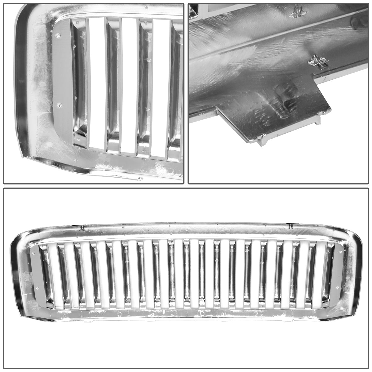 PARRILLA GRILLE - 99-04 FORD F-250, F-350, F-450, F-550 - VERTICAL FENCE STYLE - CHROME