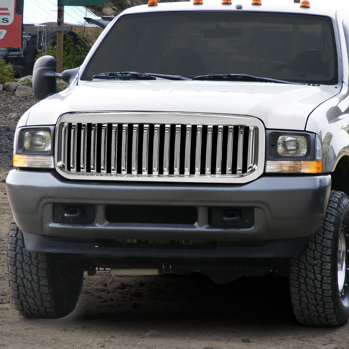 PARRILLA GRILLE - 99-04 FORD F-250, F-350, F-450, F-550 - VERTICAL FENCE STYLE - CHROME