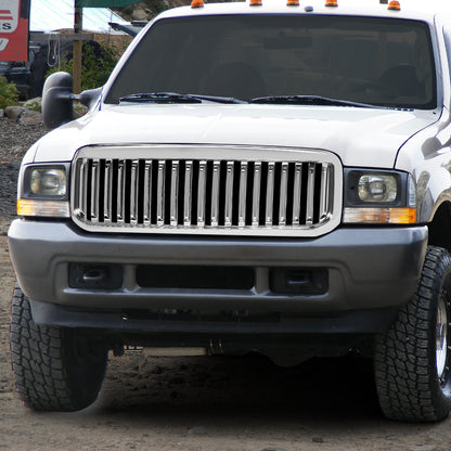 PARRILLA GRILLE - 99-04 FORD F-250, F-350, F-450, F-550 - VERTICAL FENCE STYLE - CHROME