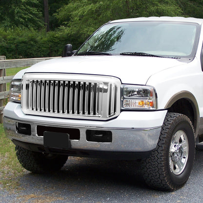 PARRILLA GRILLE - 05-07 FORD F-250, F-350, F-450, F-550 / 2005 FORD EXCUUSION - VERTICAL FENCE STYLE - CHROME