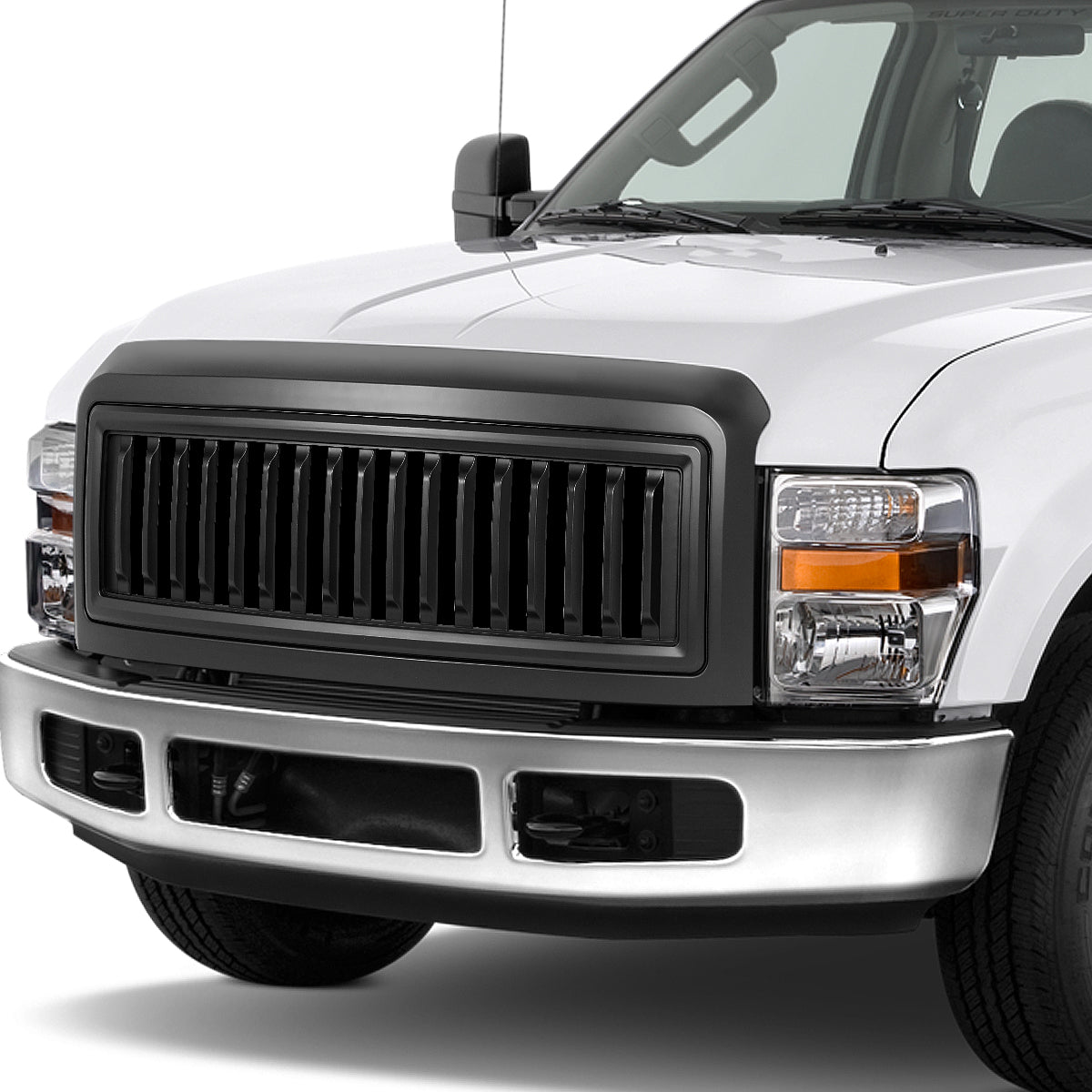 PARRILLA GRILLE - 08-10 FORD F-250, F-350, F-450, F-550 - VERTICAL FENCE STYLE - MATTE BLACK