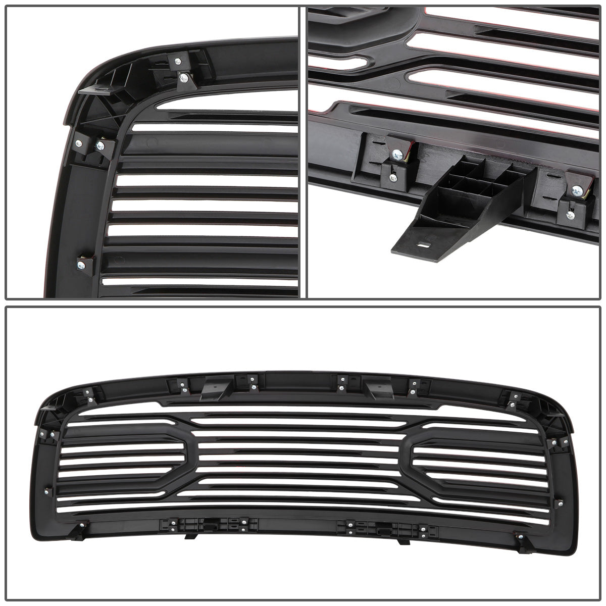 PARRILLA GRILLE - 09-12 DODGE RAM 1500 - SHUTTER STYLE - BLACK / RED