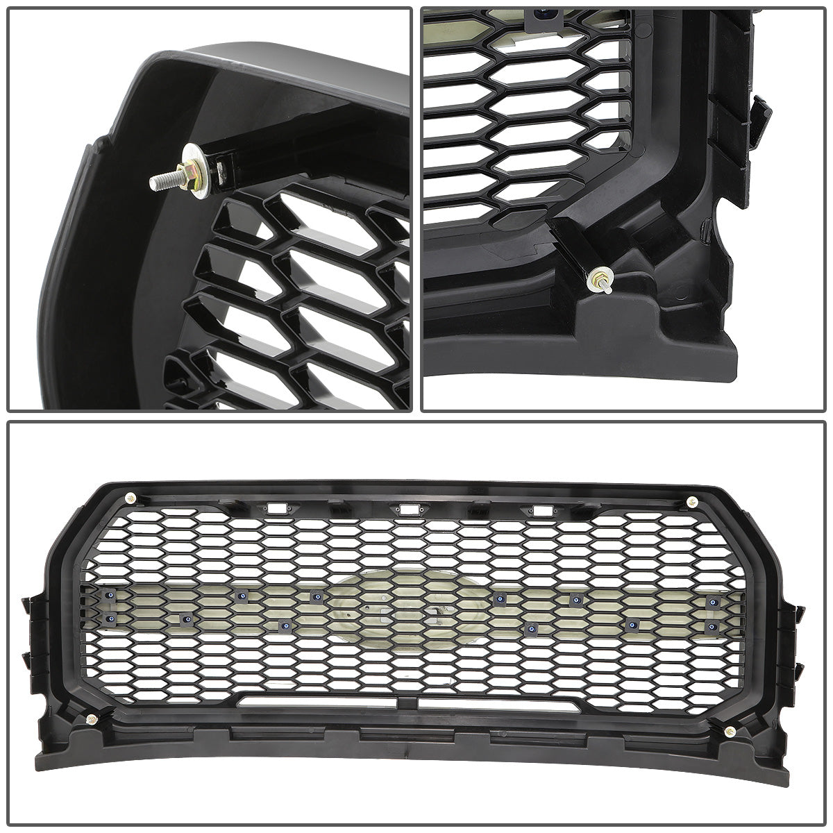 PARRILLA GRILLE - 15-17 FORD F-150 - HONEYCOMB MESH - W/ LED LIGHTS - MATTE BLACK
