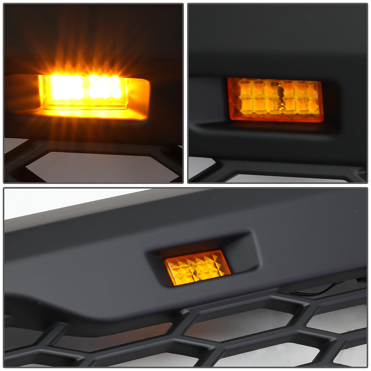 PARRILLA GRILLE - 08-10 FORD F-250, F-350 - HONEYCOMB MESH - W/ LED LIGHTS - MATTE BLACK
