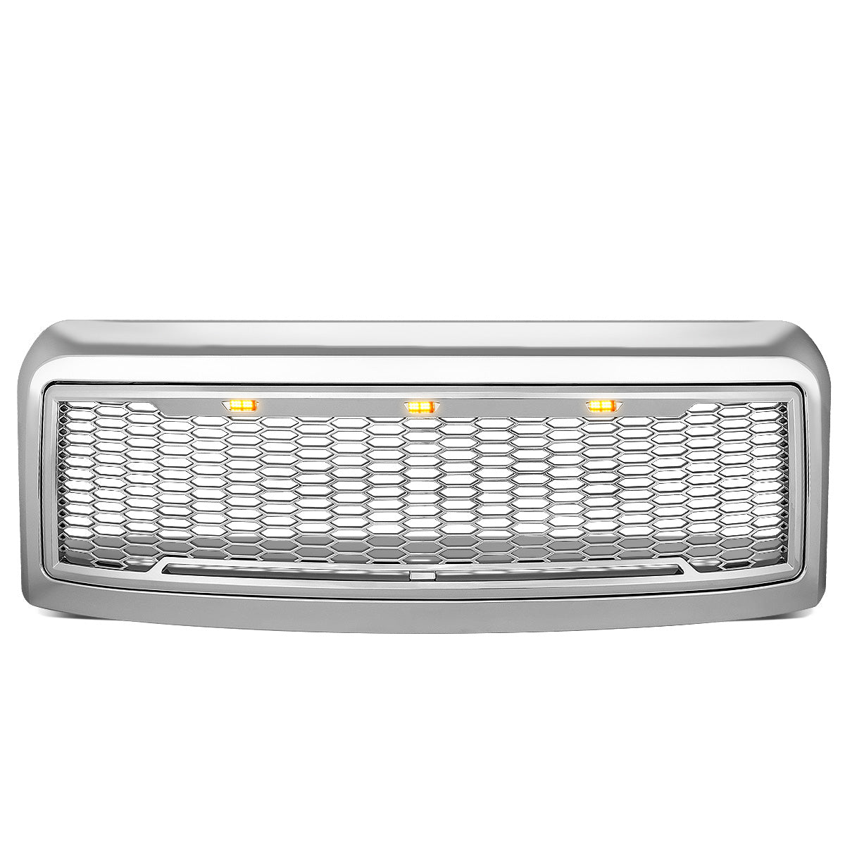 PARRILLA GRILLE - 08-10 FORD F-250, F-350 - HONEYCOMB MESH - W/ LED LIGHTS - CHROME