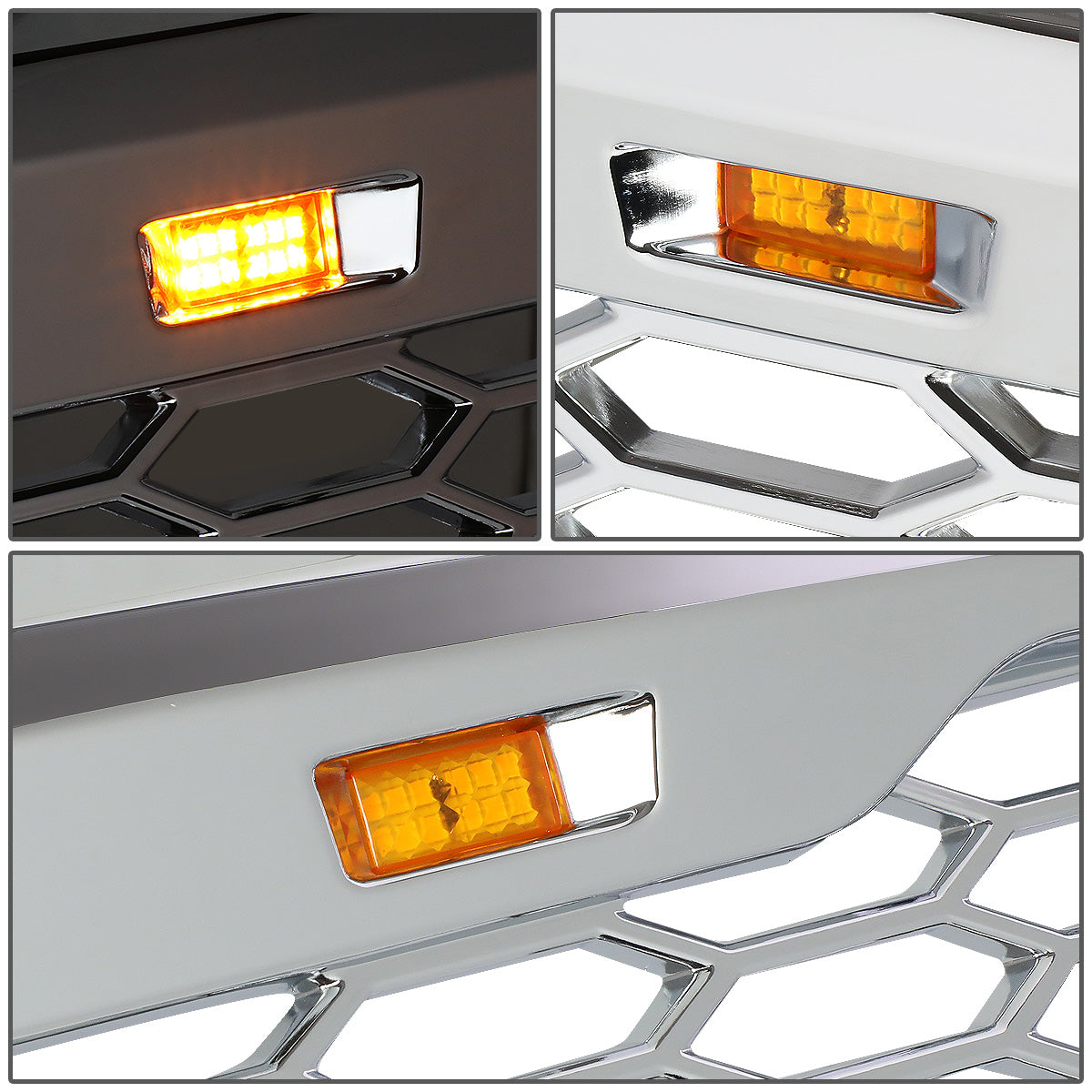 PARRILLA GRILLE - 08-10 FORD F-250, F-350 - HONEYCOMB MESH - W/ LED LIGHTS - CHROME