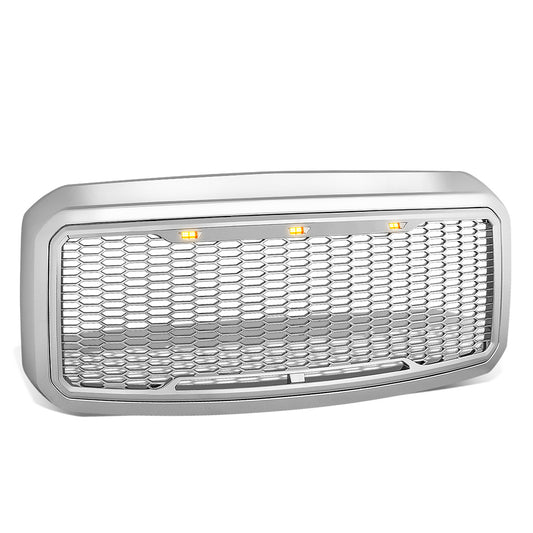 PARRILLA GRILLE - 11-16 FORD F-250, F-350, F-450, F-550 - HONEYCOMB MESH - W/ LED LIGHTS - CHROME