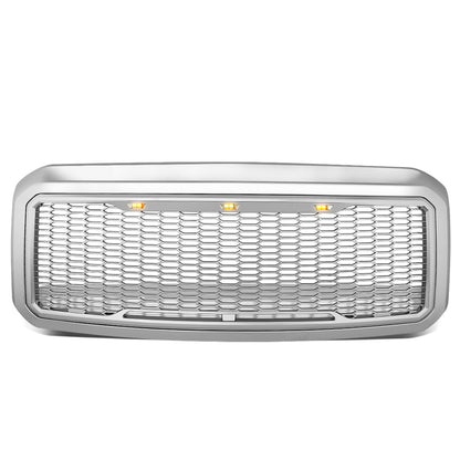 PARRILLA GRILLE - 11-16 FORD F-250, F-350, F-450, F-550 - HONEYCOMB MESH - W/ LED LIGHTS - CHROME