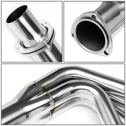 HEADERS STAINLESS STEEL - 66-76 FORD F-100 / 75-76 FORD F-150 / 66-76 FORD F-250 - ONLY FITS MODELS WITH 5.8 5.9 6.4 ENGINES - MUST MODIFY STOCK EXHAUST TO RETAIN CATALYTIC CONVERTERS - WILL NOT FIT 1968-72 W/CAMPER SPECIAL GAS TANKS - LONG TUBE
