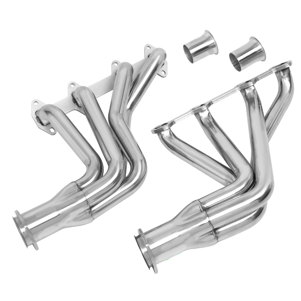 HEADERS STAINLESS STEEL - 66-76 FORD F-100 / 75-76 FORD F-150 / 66-76 FORD F-250 - ONLY FITS MODELS WITH 5.8 5.9 6.4 ENGINES - MUST MODIFY STOCK EXHAUST TO RETAIN CATALYTIC CONVERTERS - WILL NOT FIT 1968-72 W/CAMPER SPECIAL GAS TANKS - LONG TUBE