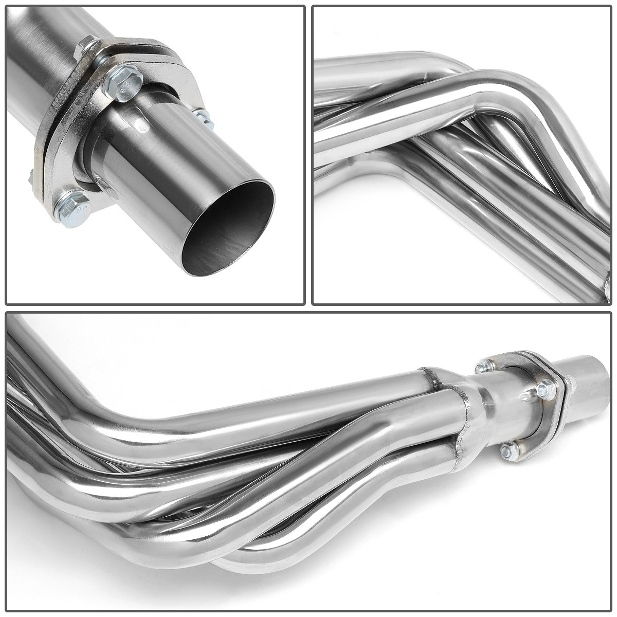 HEADERS STAINLESS STEEL - 80-82 FORD F-150 F-250 , F-350 5.8L 6.6L V8 - MUST MODIFY STOCK EXHAUST TO RETAIN CATALYTIC CONVERTERS. - WILL NOT FIT TRUCKS WITH POWER TAKE OFF - LONG TUBE