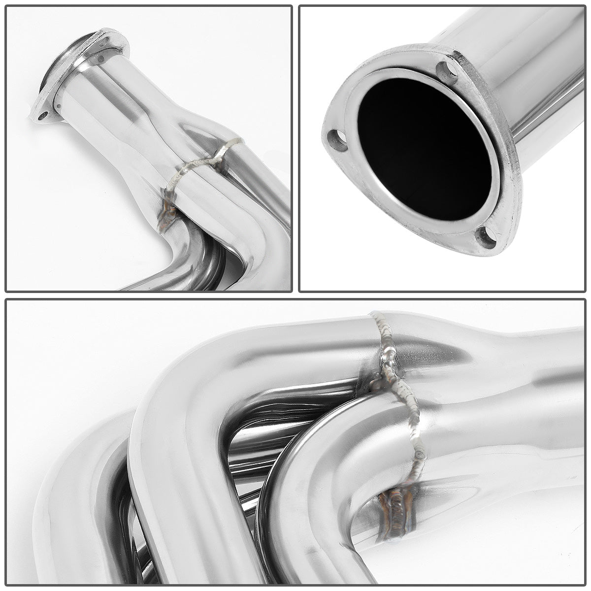 HEADERS STAINLESS STEEL - 77-79 FORD F-100 F-150 F-250 WITH 5.8 6.6 V8 - MODIFICATION TO STOCK EXHAUST REQUIRED TO RETAIN STOCK CATALYTIC CONVERTER - LONG TUBE