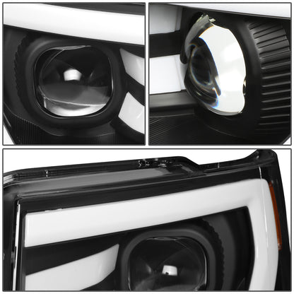 FAROS 09-14 FORD F-150 - FITS HALOGEN HEADLIGHT MODELS ONLY - 3D - LED - PROJECTOR - BLACK HOUSING / AMBER CORNER - H7 LOW / HIGH BEAM / 3157A SIGNAL 194 MARKER