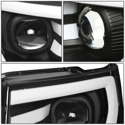 FAROS 09-14 FORD F-150 - FITS HALOGEN HEADLIGHT MODELS ONLY - 3D - LED - PROJECTOR - BLACK HOUSING / CLEAR CORNER - H7 LOW / HIGH BEAM / 3157A SIGNAL 194 MARKER
