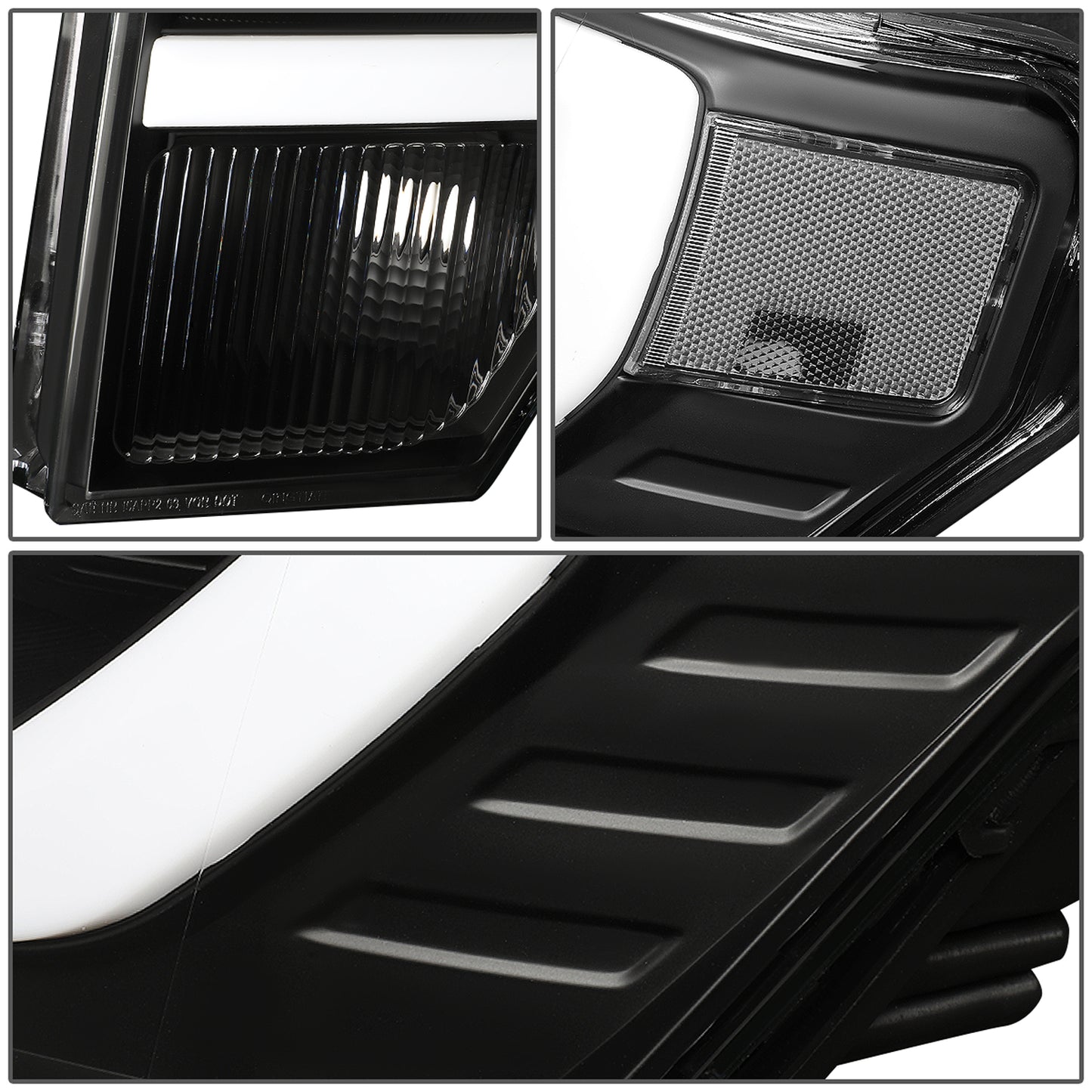 FAROS 09-14 FORD F-150 - FITS HALOGEN HEADLIGHT MODELS ONLY - 3D - LED - PROJECTOR - BLACK HOUSING / CLEAR CORNER - H7 LOW / HIGH BEAM / 3157A SIGNAL 194 MARKER