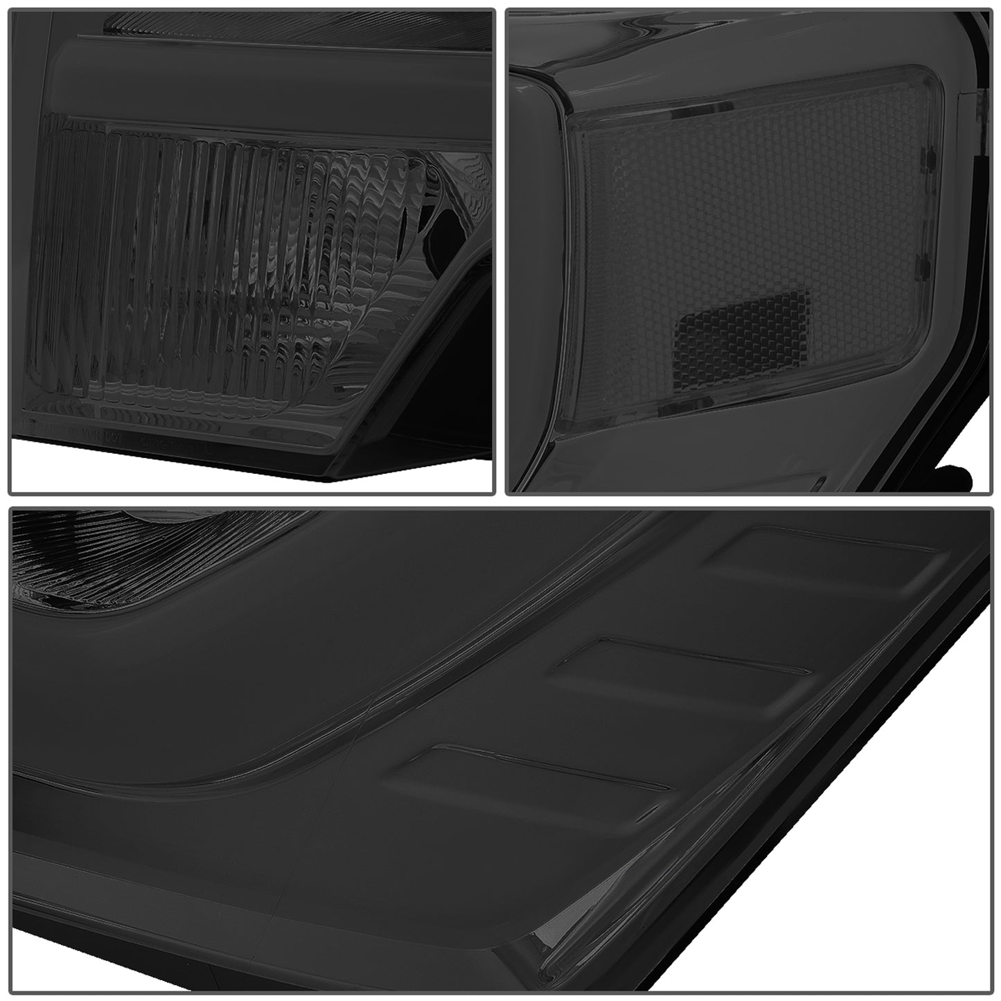 FAROS 09-14 FORD F-150 - FITS HALOGEN HEADLIGHT MODELS ONLY - 3D - LED - PROJECTOR - SMOKE HOUSING / CLEAR CORNER - H7 LOW / HIGH BEAM / 3157A SIGNAL 194 MARKER