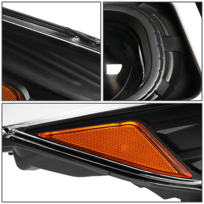FAROS 13-16 FORD ESCAPE - 3D - LED DRL - PROJECTOR - BLACK HOUSING / AMBER CORNER - H1 LOW BEAM / H8 HIGH BEAM / 168 MARKER BULB