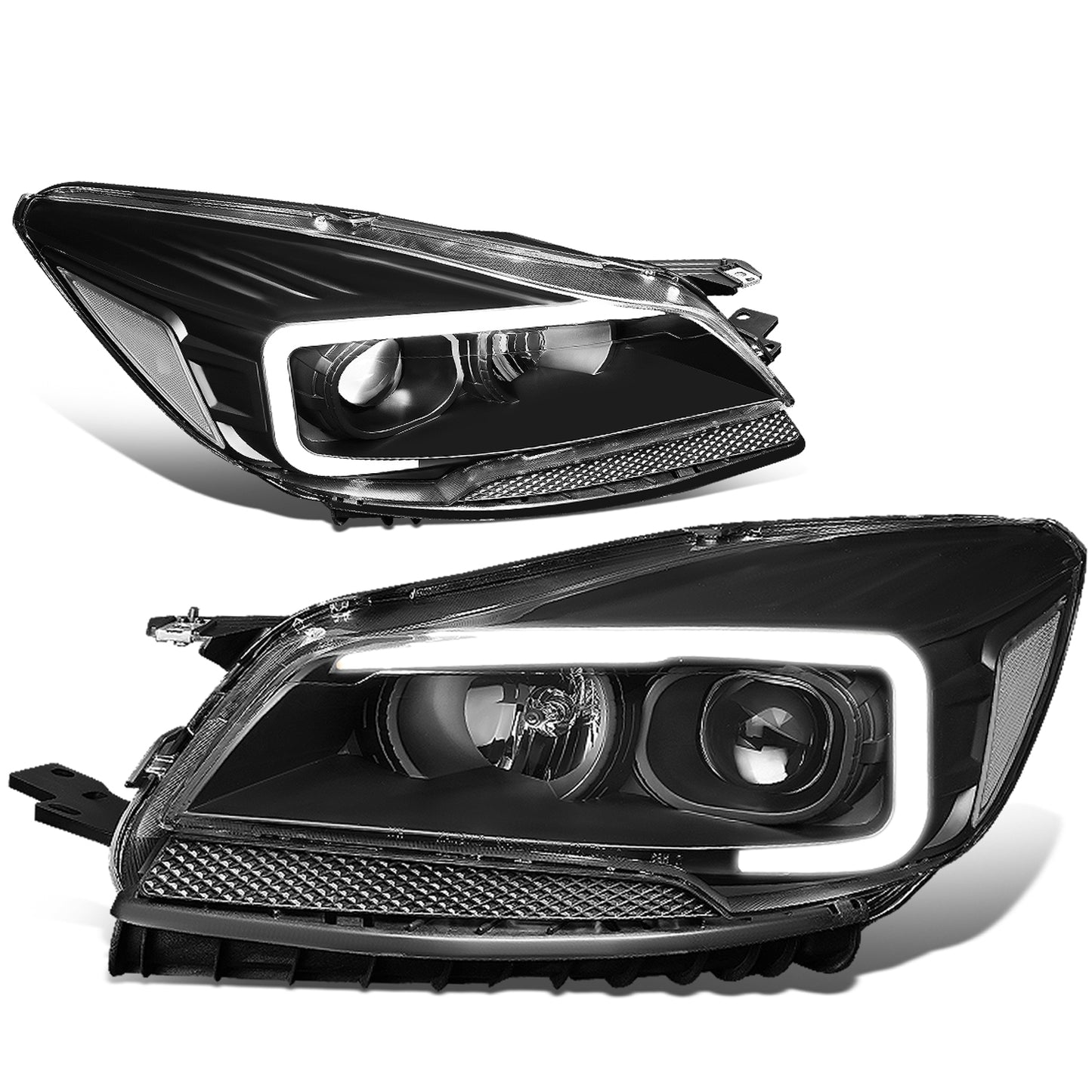 FAROS 13-16 FORD ESCAPE - 3D - LED DRL - PROJECTOR - BLACK HOUSING / CLEAR CORNER - H1 LOW BEAM / H8 HIGH BEAM / 168 MARKER BULB