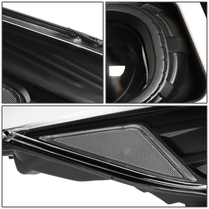 FAROS 13-16 FORD ESCAPE - 3D - LED DRL - PROJECTOR - BLACK HOUSING / CLEAR CORNER - H1 LOW BEAM / H8 HIGH BEAM / 168 MARKER BULB