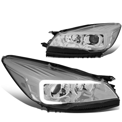 FAROS 13-16 FORD ESCAPE - 3D - LED DRL - PROJECTOR - CHROME HOUSING / CLEAR CORNER - H1 LOW BEAM / H8 HIGH BEAM / 168 MARKER BULB