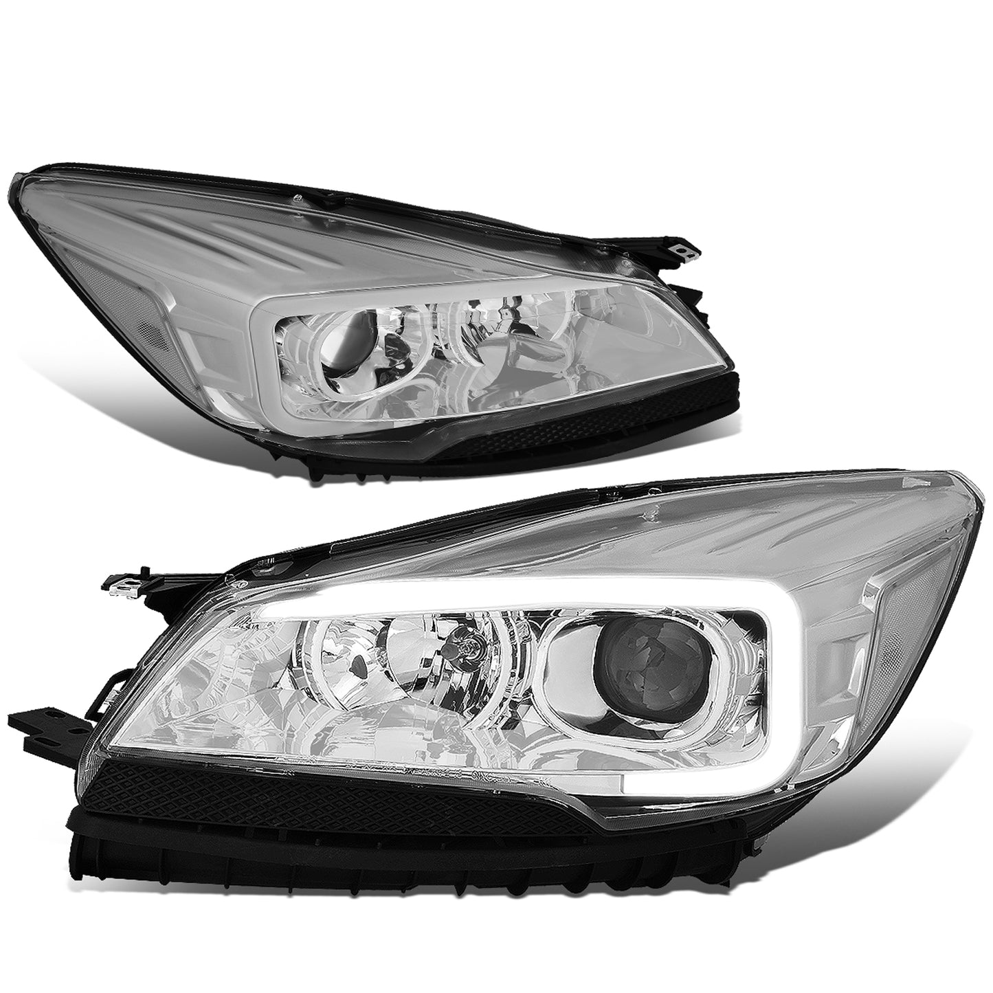 FAROS 13-16 FORD ESCAPE - 3D - LED DRL - PROJECTOR - CHROME HOUSING / CLEAR CORNER - H1 LOW BEAM / H8 HIGH BEAM / 168 MARKER BULB