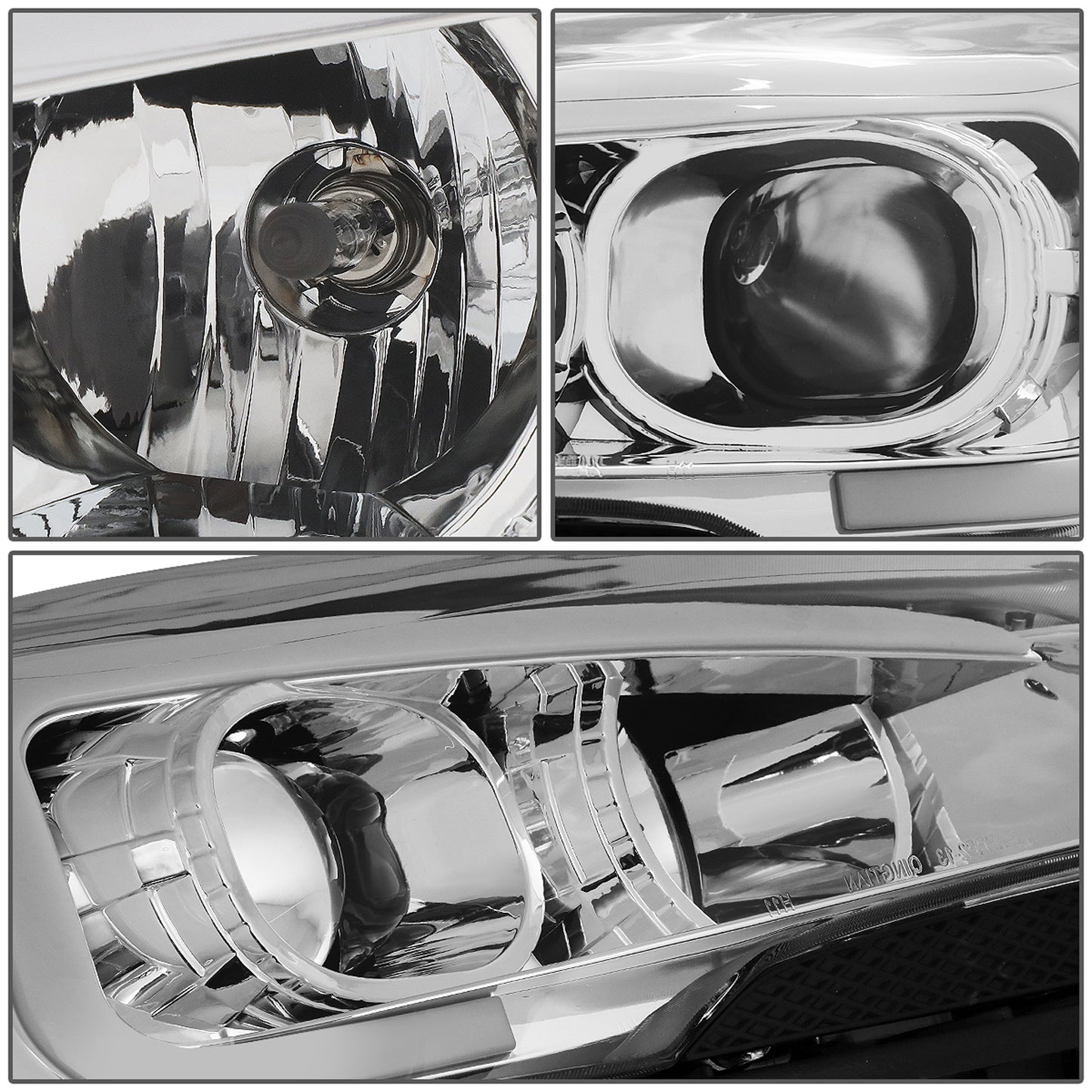 FAROS 13-16 FORD ESCAPE - 3D - LED DRL - PROJECTOR - CHROME HOUSING / CLEAR CORNER - H1 LOW BEAM / H8 HIGH BEAM / 168 MARKER BULB