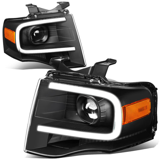 FAROS 07-14 FORD EXPEDITION - 3D - LED DRL - PROJECTOR - BLACK HOUSING / AMBER CORNER - H7 LOW / HIGH BEAM / 3157A SIGNAL 194 MARKER