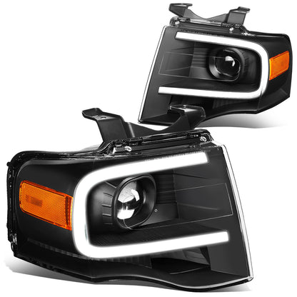 FAROS 07-14 FORD EXPEDITION - 3D - LED DRL - PROJECTOR - BLACK HOUSING / AMBER CORNER - H7 LOW / HIGH BEAM / 3157A SIGNAL 194 MARKER