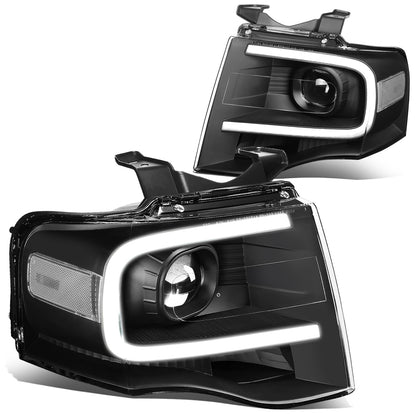 FAROS 07-14 FORD EXPEDITION - 3D - LED DRL - PROJECTOR - BLACK HOUSING / CLEAR CORNER - H7 LOW / HIGH BEAM / 3157A SIGNAL 194 MARKER